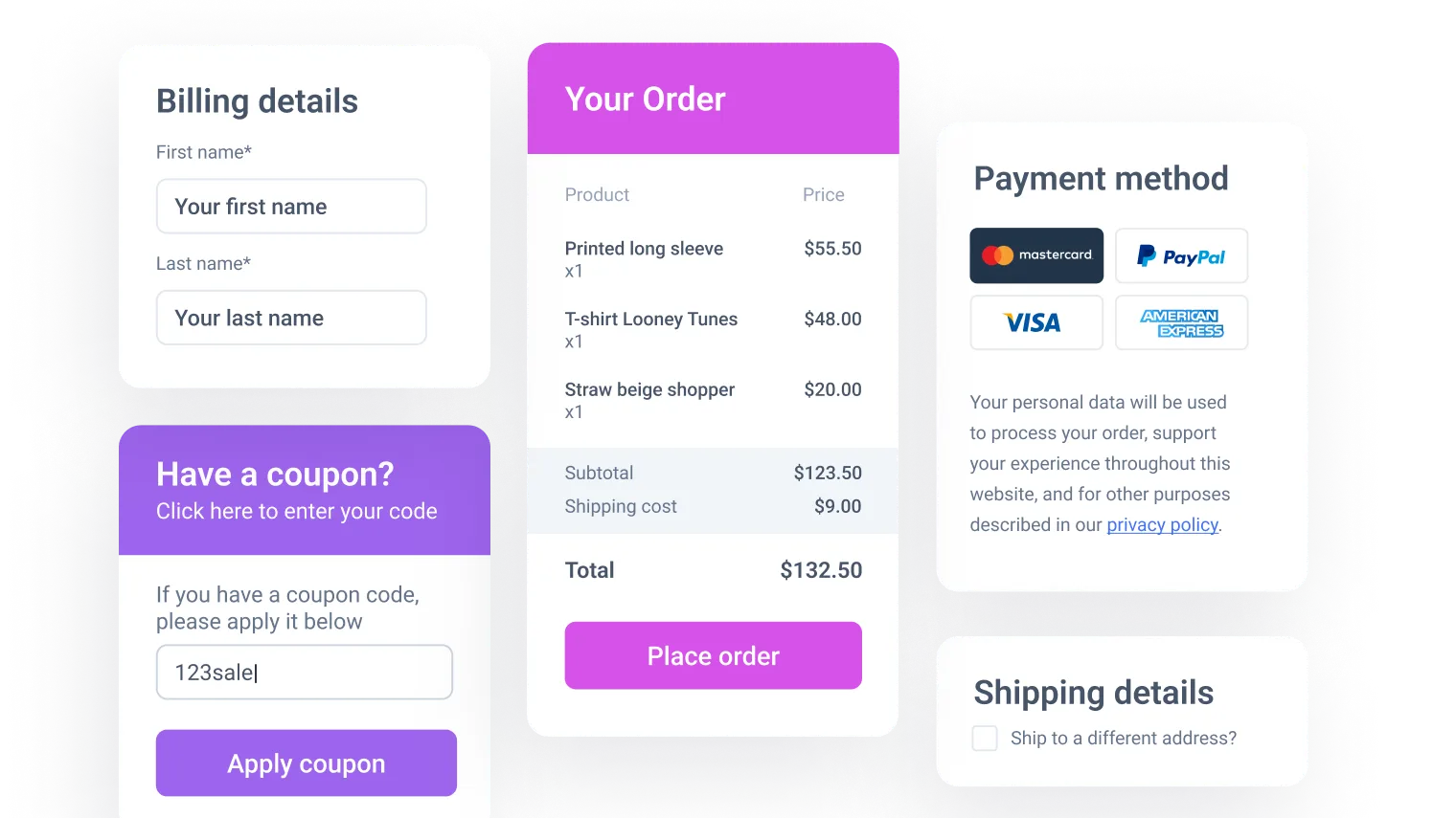 custom checkout blue system | Blue Mountain Web