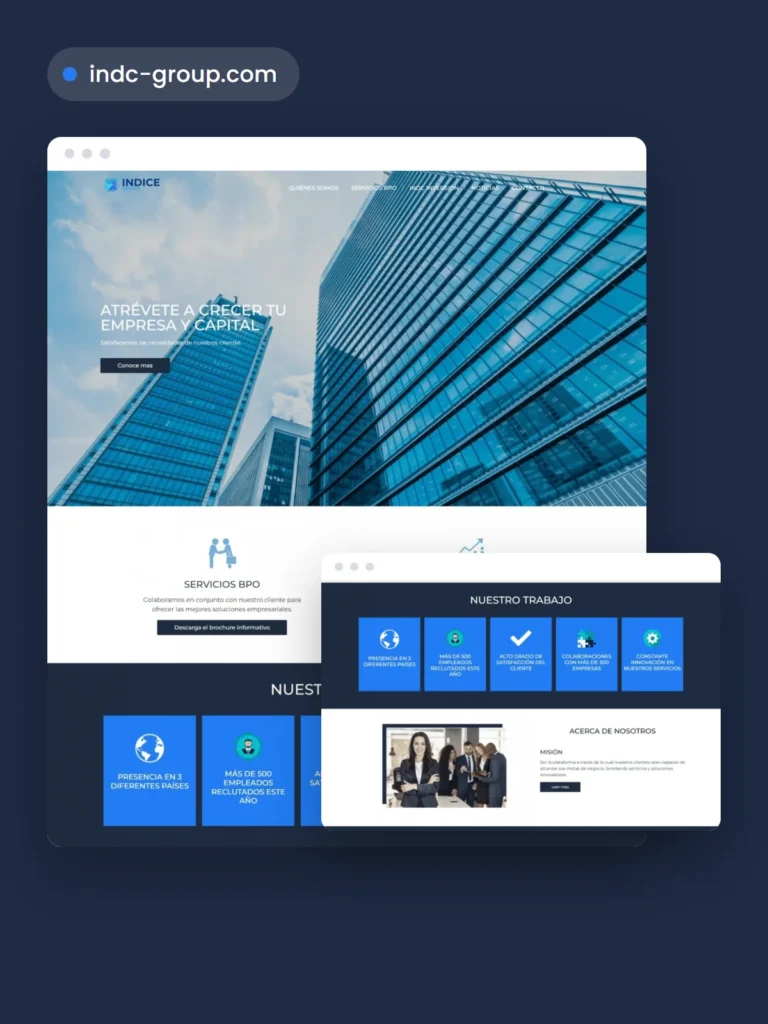 Indice Group : A landing page for a real estate investments company